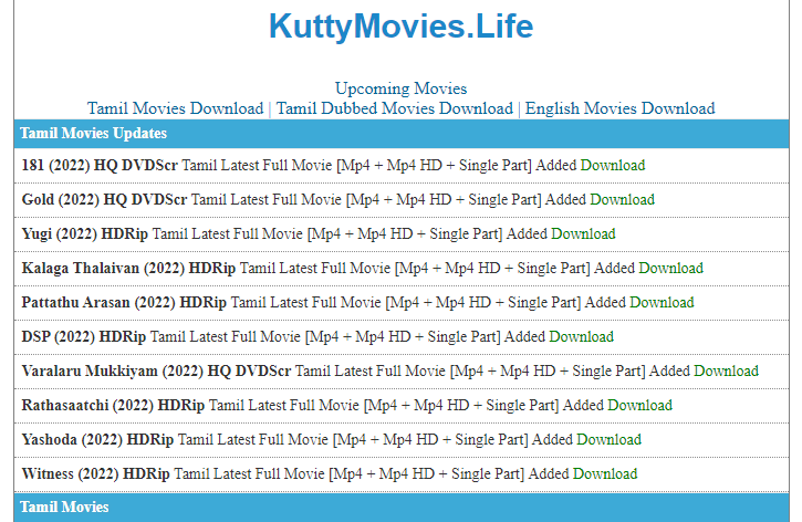 Kuttymovies: A Movie Piracy Website That Specifically Uploads Tamil Movies